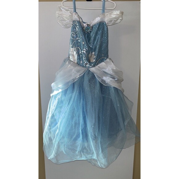 Disney Store Cinderella Costume Dress Up Halloween Princess Blue Gown Girl 7/8 - Picture 8 of 14